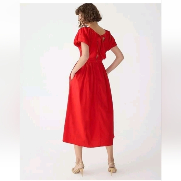 NWT J.CREW Cecily puff sleeve Dress Cotton in Red sz 24 - Picture 1 of 14
